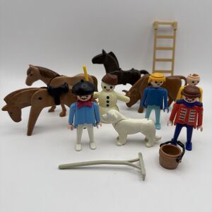 Vtg Lot Geobra Playmobil Horses Saddle Bull Dog Snowman Figures 1970’s Misc